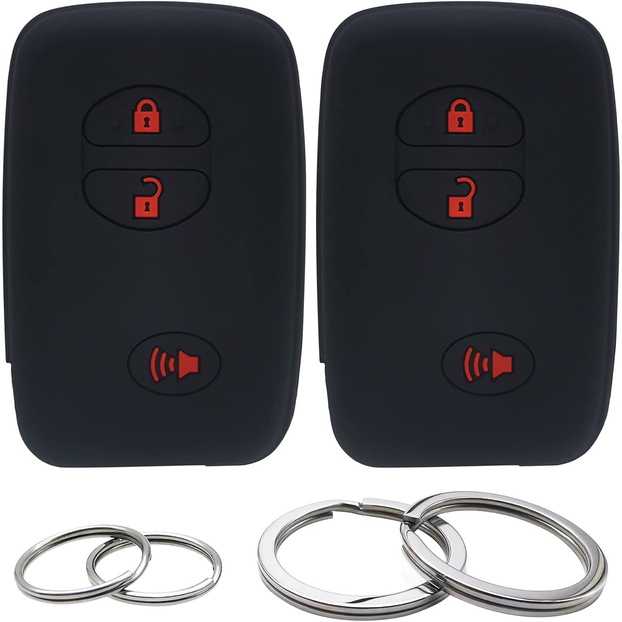 GFDesign 2 Pcs Silicone 3 Buttons Key Fob Cover Remote Case Keyless Protector Compatible with Toyota RAV4 4Runner Highlander Prius / Prius C / Prius V