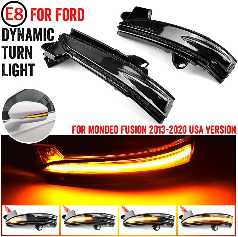 [2pcs Led Sequential Turn Signal Lights Compatible with For-d Fusion Mondeo 2013-2020 USA Version Side Mirror Lights