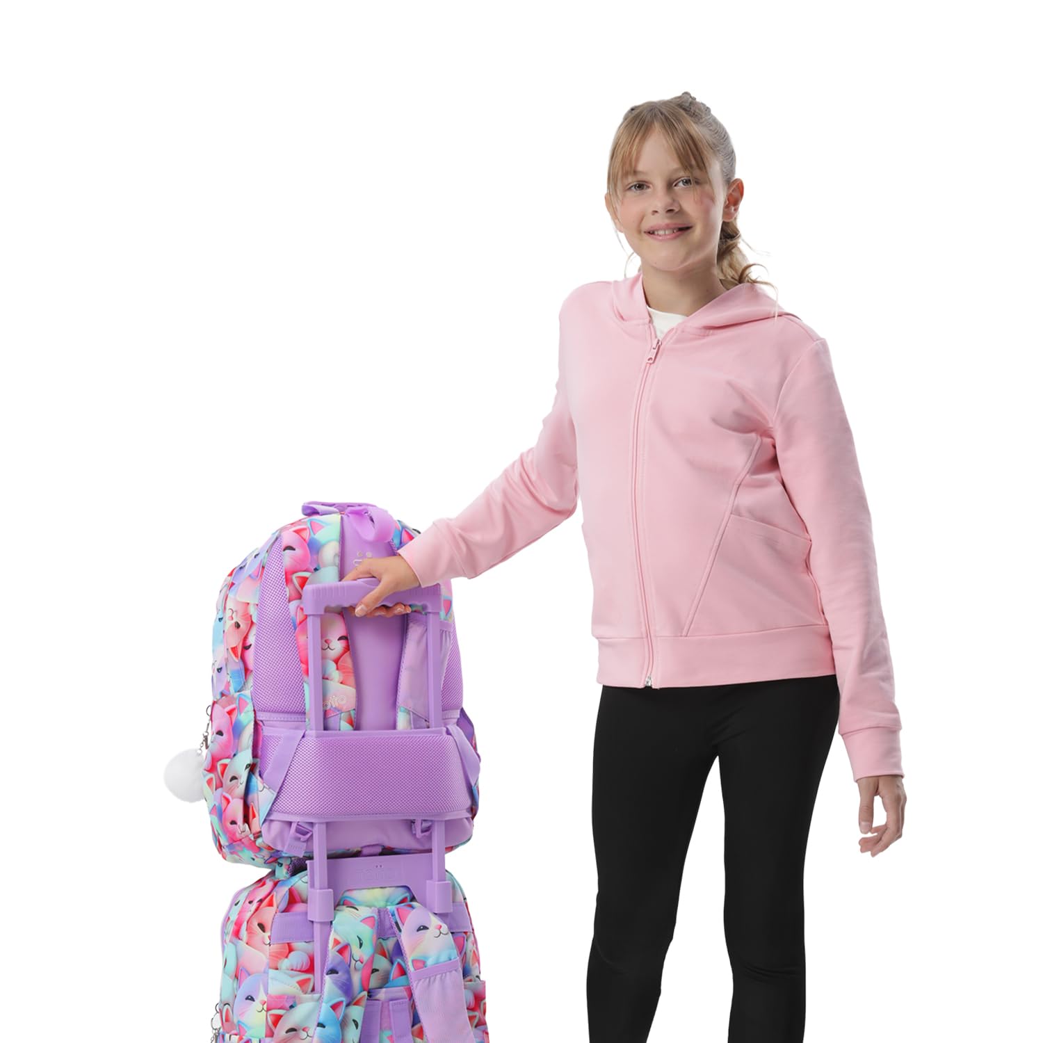 TOTTO - Mochila Escolar Adaptable a Carro, Modelo Acuareles, Capacidad 20 L, Bolsillo Pc 14", Bolsillos Botella, Espaldar Ergonómico con Flujo de Aire, Cómodas Correas en S, Estampado Mewsy 3D