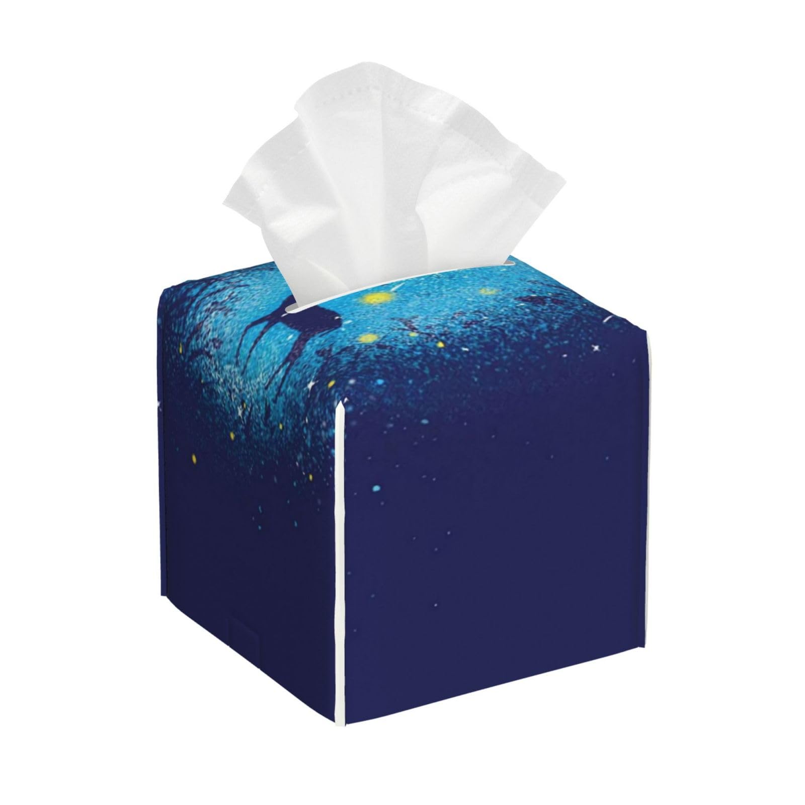 Blue Sika White Moon Yellow Starlight Creative Animal PVC Cube Tissue Pack for Home Office Bathroom Use