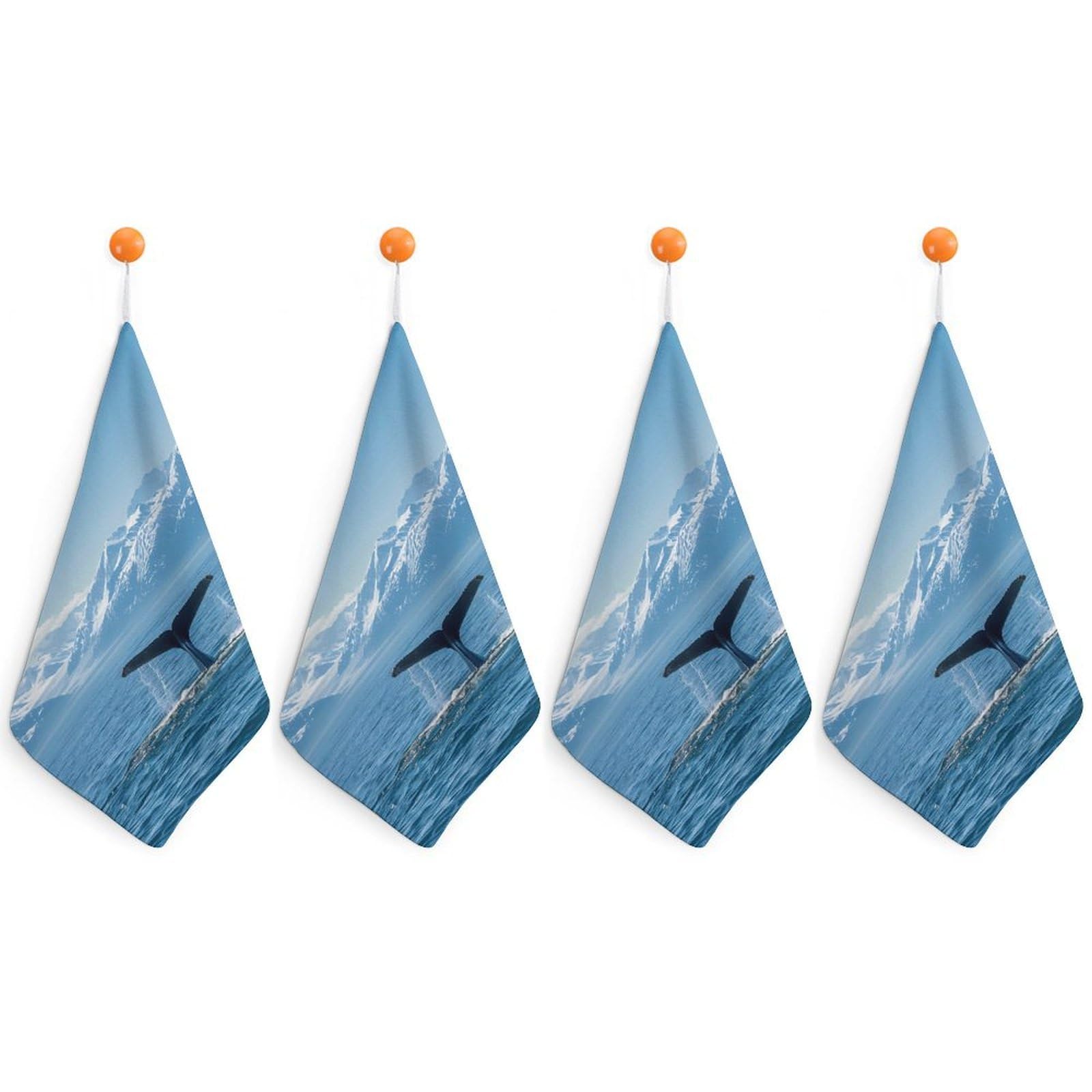 CGSBNGHA U.s.a-Alaska Whale Tail in Mountaines Hand Towel Hanging Face Towels Cleaning Cloths Handkerchief for Bathroom Kitchen