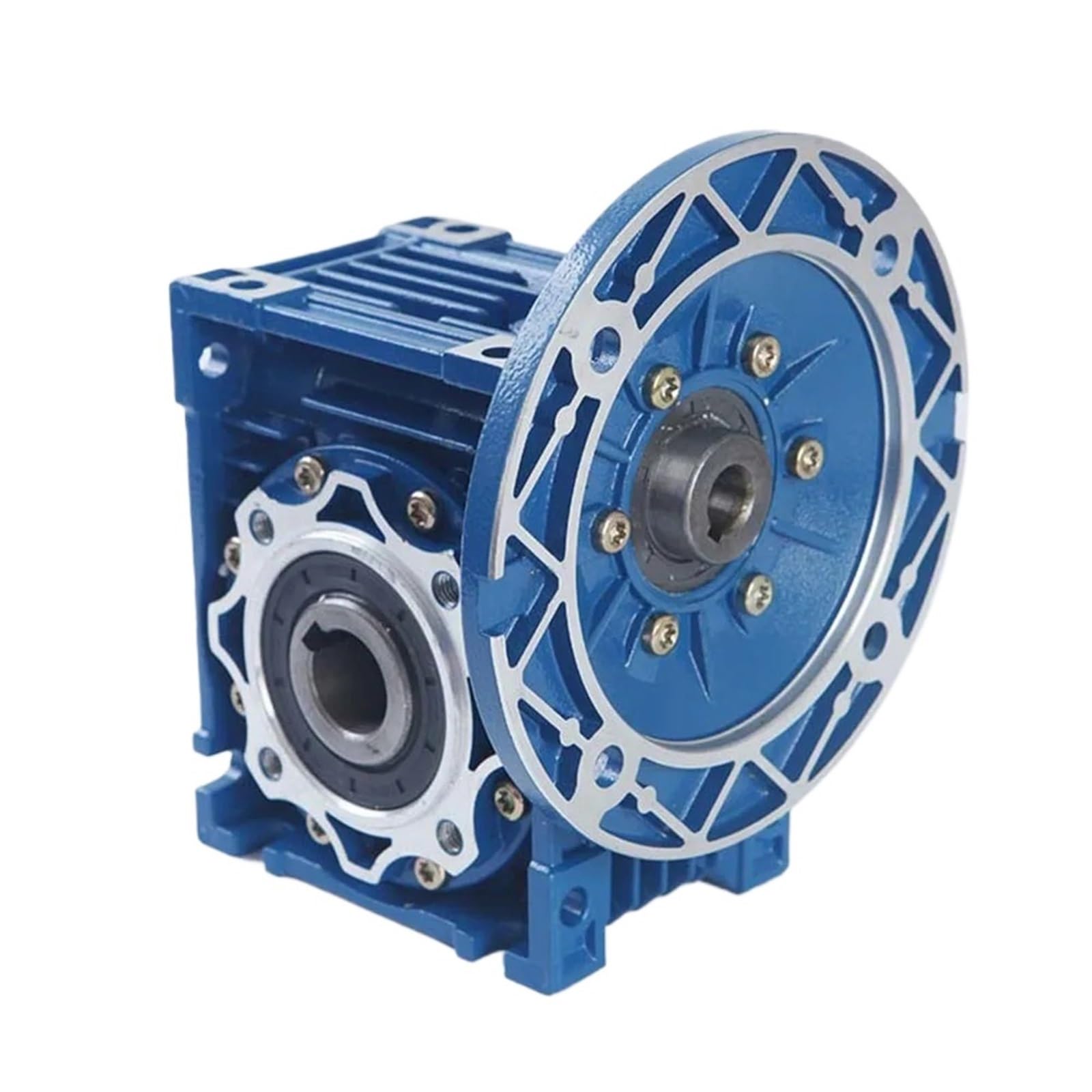 Caja de engranajes helicoidales NMRV30 ratio 10 con brida 63B14 azul para motor