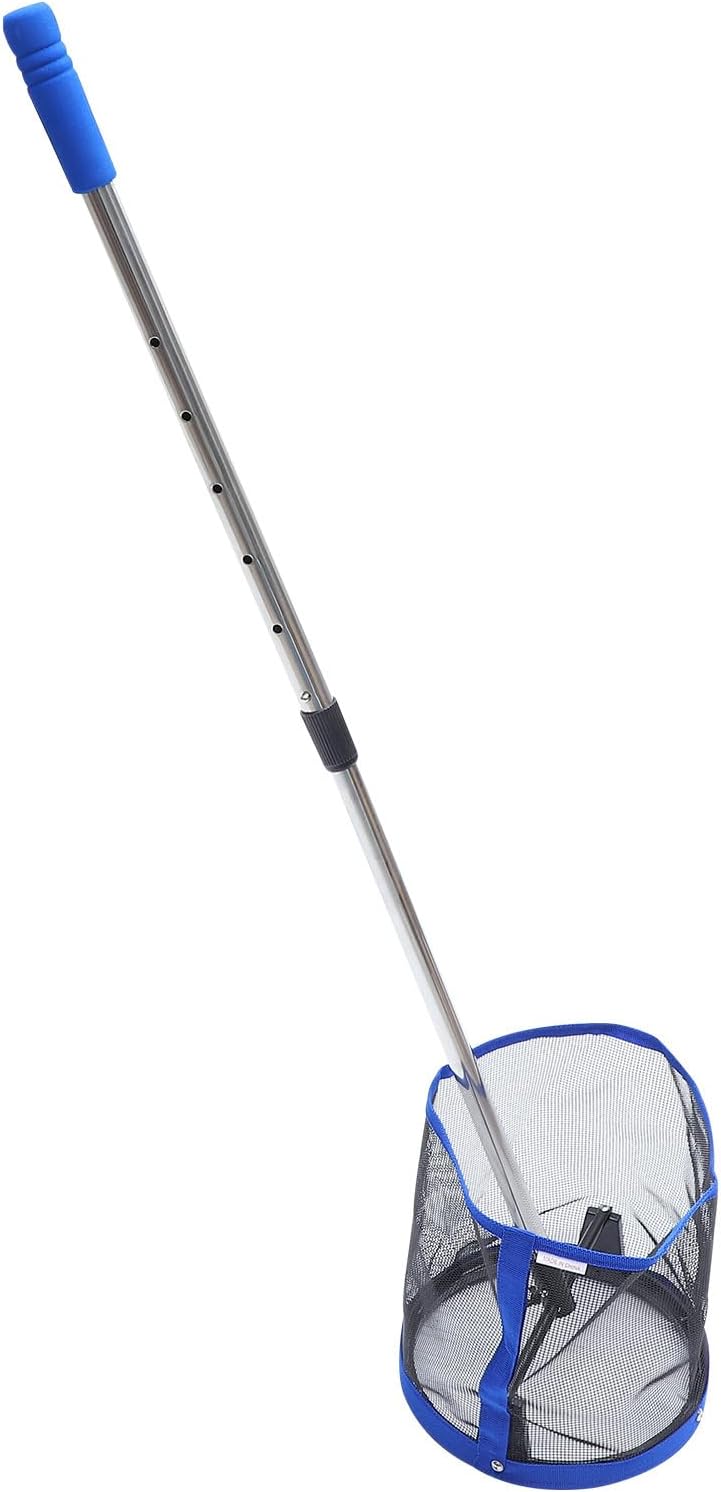 NOLITOY Table Tennis Ball Picker and Portable Ball Collector Net, Blue Mesh Storage Holder with 120-ball Capacity for Training and Match Use Random Color