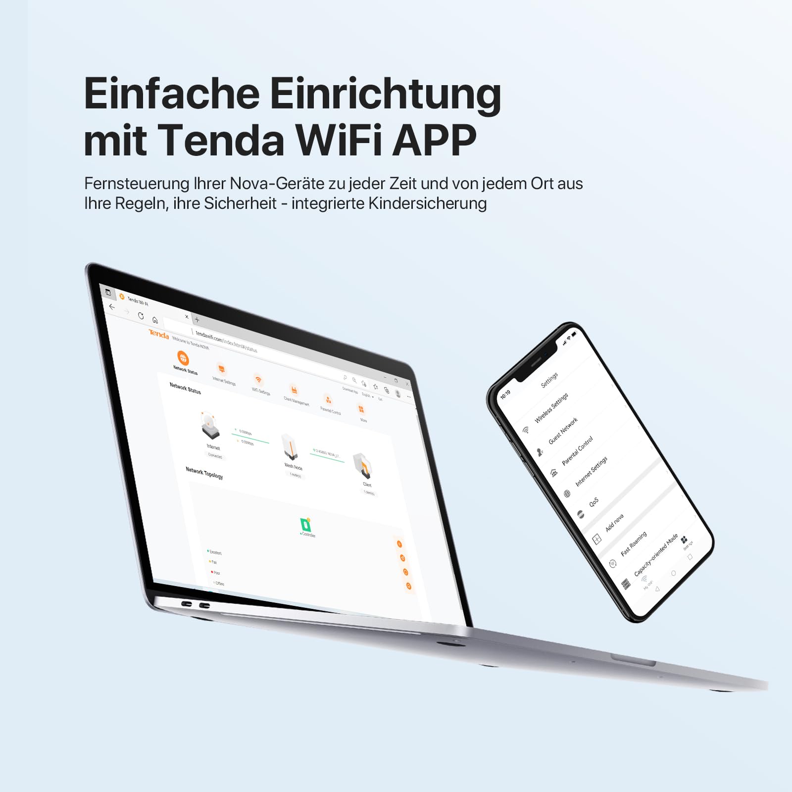 Tenda Nova MX3 Mesh WLAN System - AX1500 Wi-Fi 6 Dualband Router und Repeater - empfohlen für Häuser mit 2-3 Schlafzimmern - 2xGigabit Ports für Jede Einheit - APP Steuerung - WAP3-3er Pack – Bild 7