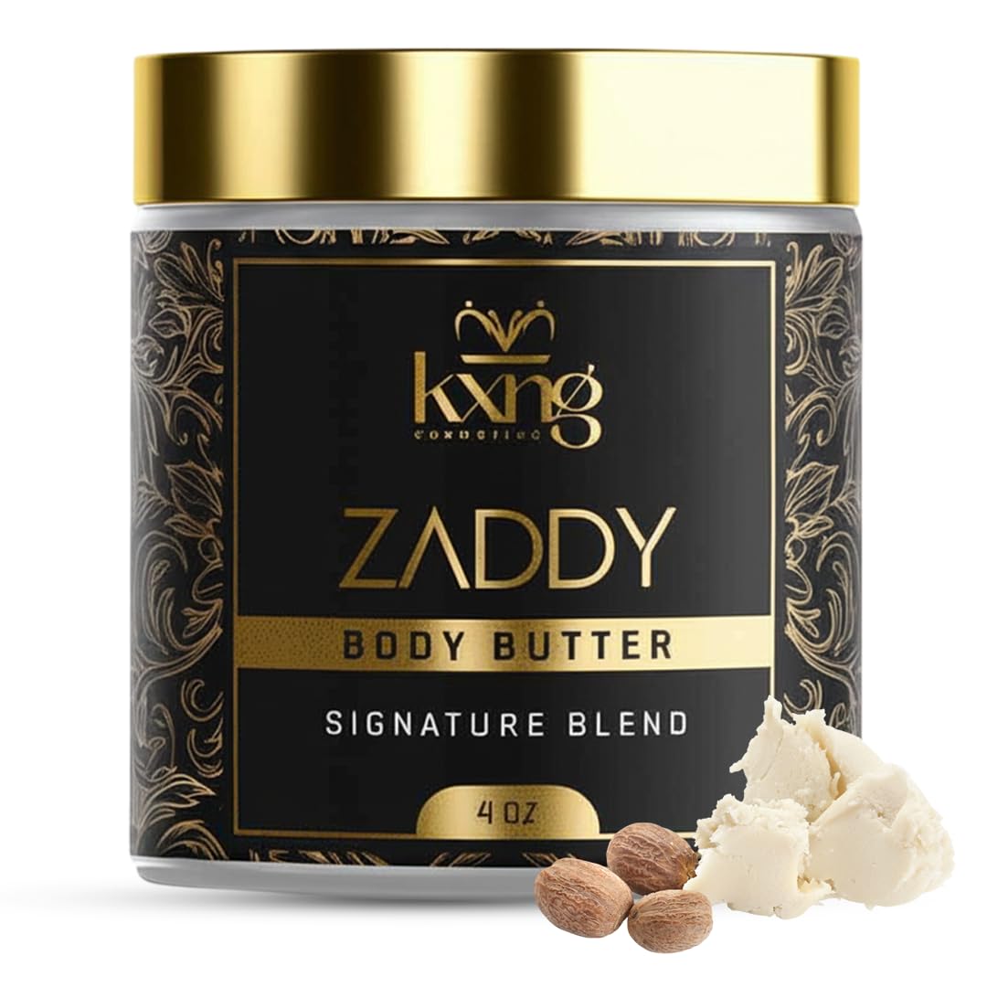 KXNG Cosmetics Organic Shea Body Butter Cream – 4oz | Mens Body Butter for Black Men & Women with Shea, Cocoa, Mango & Coconut Oil | Moisturizing Cream for Hands, Feet & Skin – Zaddy