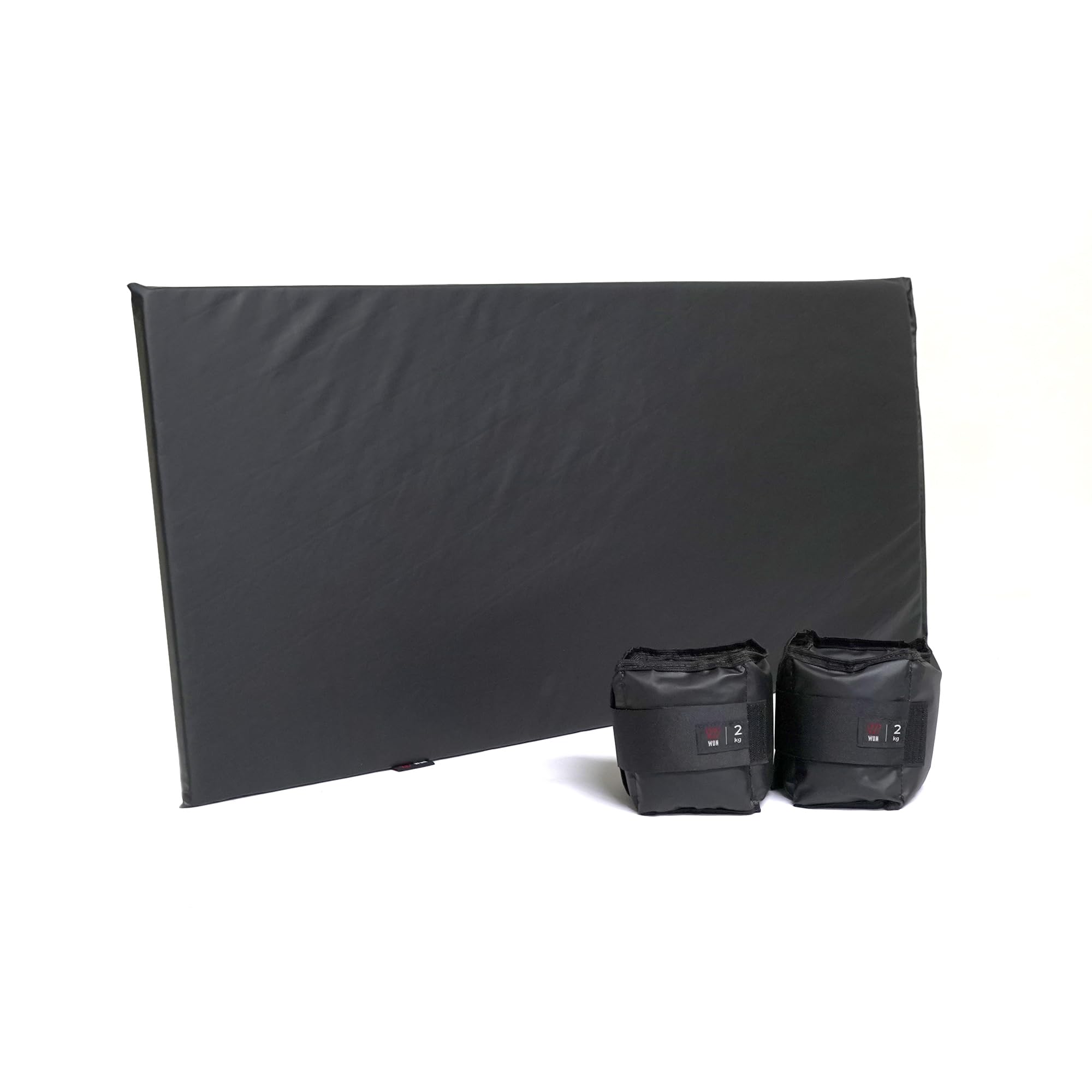 Kit Fitness com Par de Caneleiras 2kg e Colchonete de Exercícios Preto, 90x42x2cm,