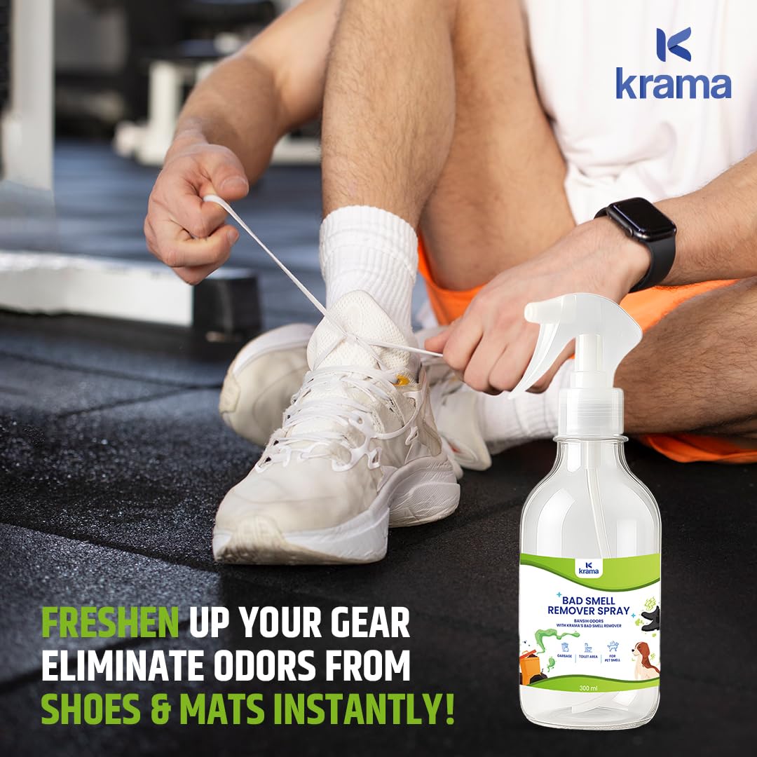 Krama Multi Purpose Natural Pet-Shoes Smell Remover Spray - Long Lasting-Instant Odour Remover for Bad Socks, Urine, Potty, Vomit, Dustbin & Burnfood - Kitchen Drain & Bathroom Smell Eliminator -300ml 2