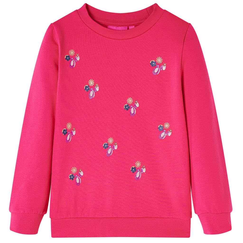 Felpa per bambini verde scuro con glitter, in cotone ed elastan, taglia per ragazzi e ragazze, a maniche lunghe, per scuola, tempo libero, sport, autunno, inverno, primavera