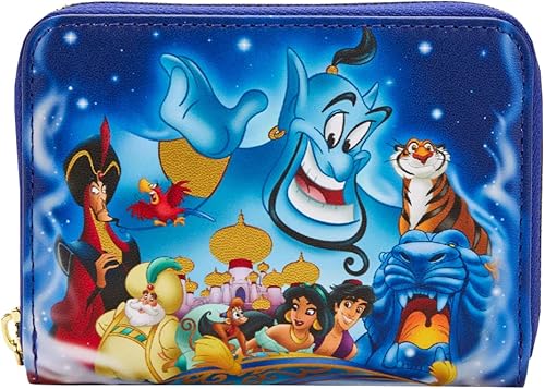 Loungefly Cartera Ziparound de Disney Aladdin para el 30 aniversario, Aladino, talla única , Disney Aladdin - Cartera con cremallera alrededor del