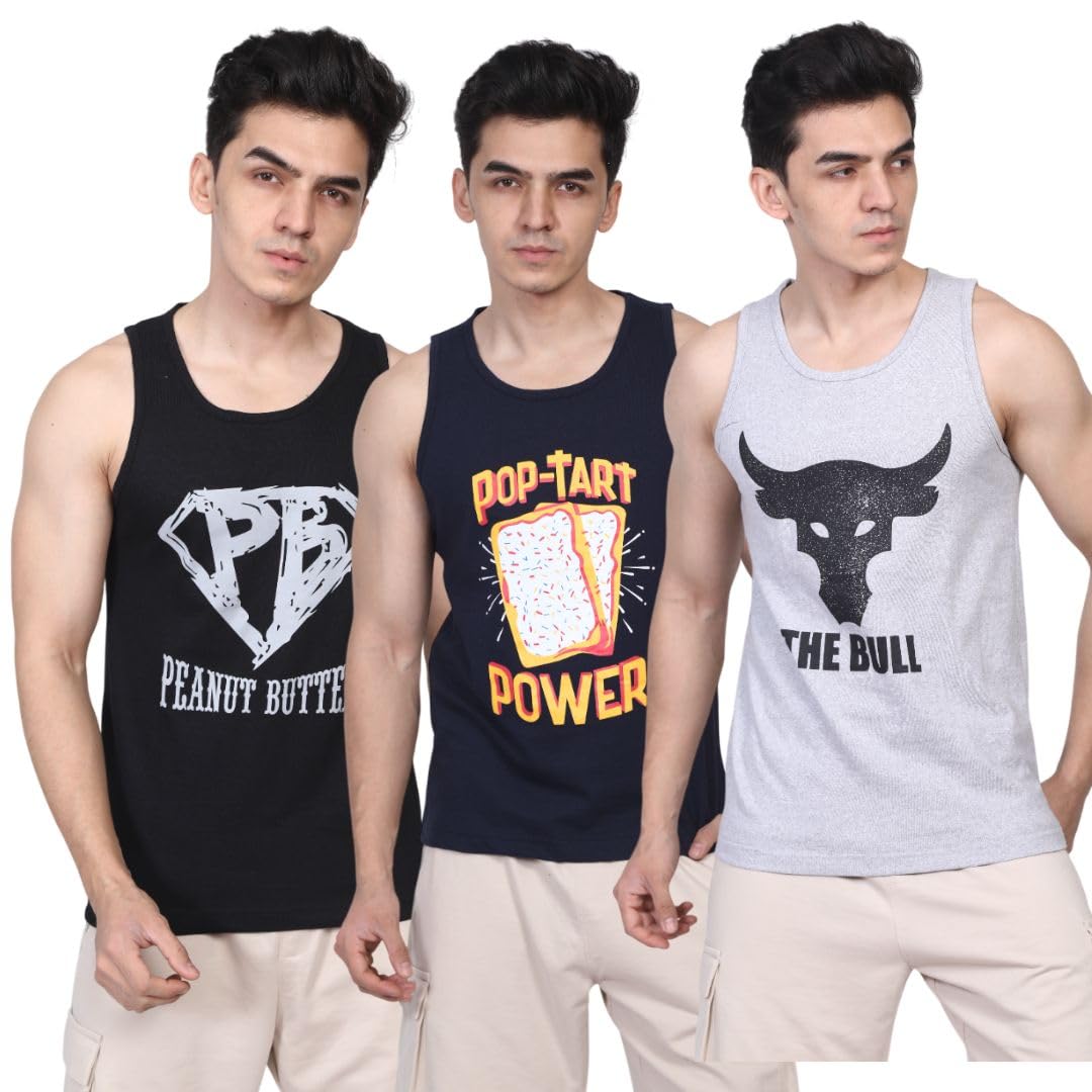 prince Men's Recycled cotton Printed Round Neck Stylish Multipurpose Gym Vest-picture-11