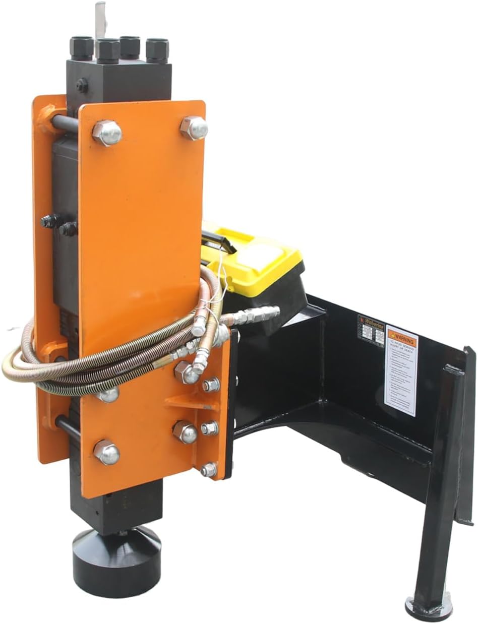 Skid Steer Post Driver Attachment 1150 lbs Energy Class 13-24 GPM Hydraulic Flow Nitrogen Charged Power Cell Steel Frame for Skid Steer Loaders
