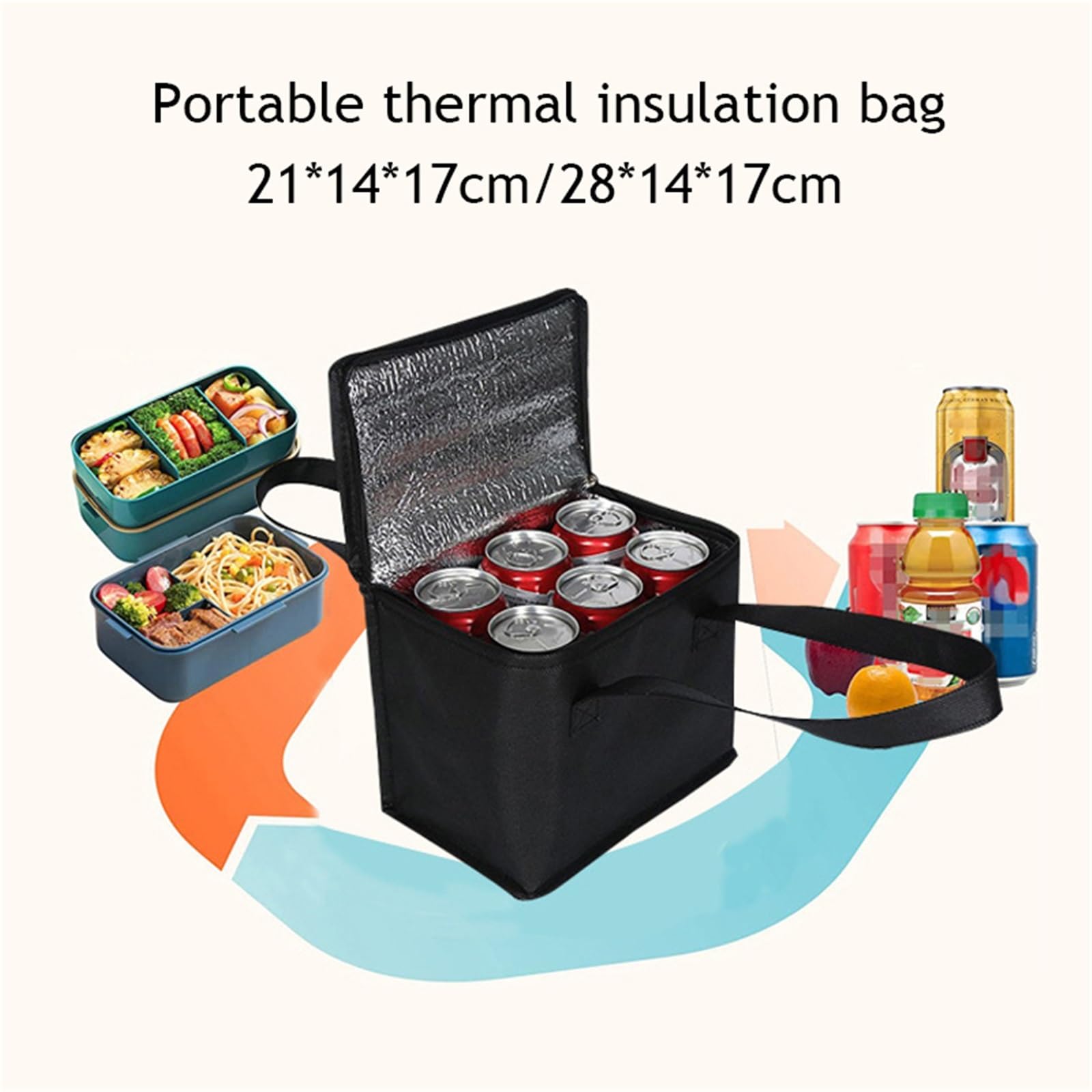 Bolsa De Almuerzo Bolsas térmicas aisladas for almuerzo, bolsas plegables portátiles for pícnic al aire libre, paquete de hielo, bolsas térmicas de papel de aluminio for alimentos, 3 uds. Para Oficina