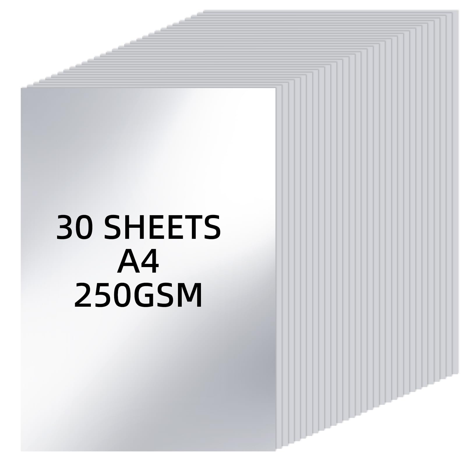 APXEL Mirror Cardstock Paper, 30 Sheets 250gsm Metallic Reflective Paper