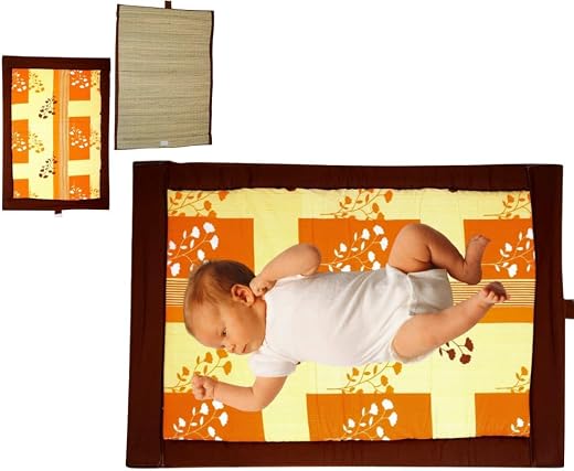 Natural Reed Bed Mat Baby Bed 3x2 ft – Handwoven Grass Mat for Babies | Washable, Dual-Sided, Padded & Foldable | Eco-Frie...