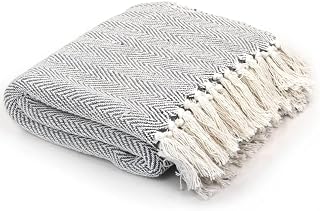 VidaXL Couverture coton à chevrons 125 x 150 cm Gris 125 x 150 cm Gray