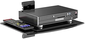 WALI Floating Entertainment Center Shelves, Holds Up to 17.6lbs, TV Shelf with Strengthened Tempered Glasses for DVD Players, Cable Boxes, Games Consoles, TV Accessories (CS201B), 1 Shelf, Black