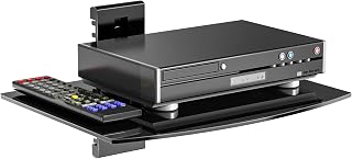 WALI CS201B Floating Glass TV Shelf - Wall Mount for DVD Players, Game Consoles, Routers | 17.6lbs Capacity, Black