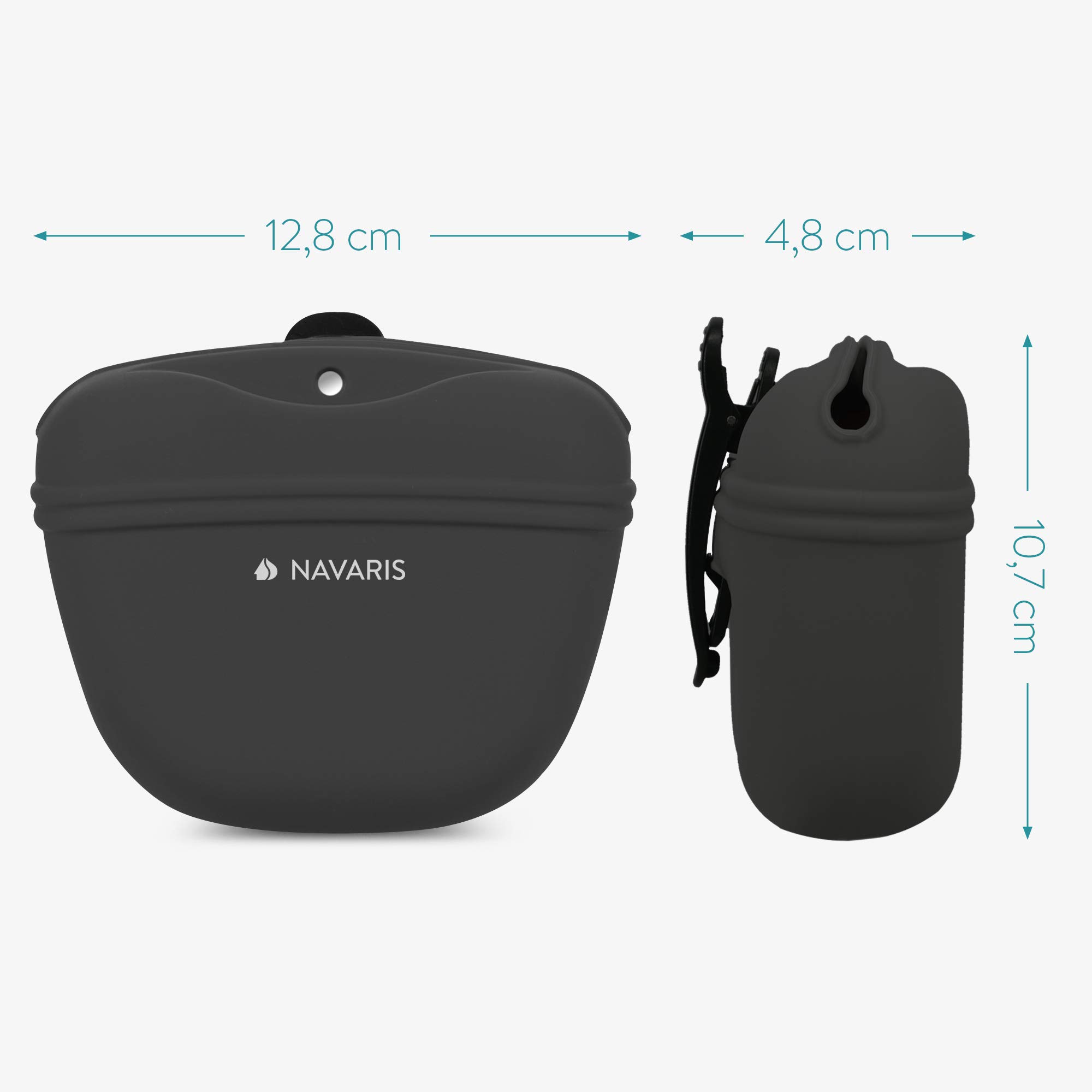 Navaris 2X Borse Croccantini Cani - Sacchetta Ricompense per Addestramento Passeggiata Cane - Tasca Porta-Oggetti Silicone 12,8x10,7x4,8cm