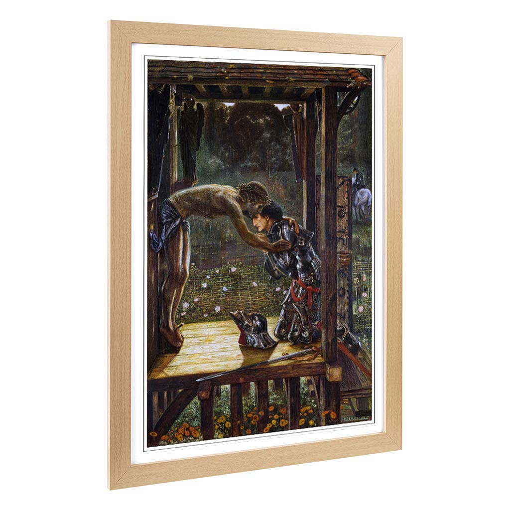 Big Box Art Framed Print of Edward Burne-Jones The Merciful Knight Design | Wall Art Picture | Home Decor for Kitchen, Living Room, Bedroom, Hallway, Oak, A2 / 24.5x18 Inch / 62x45cm