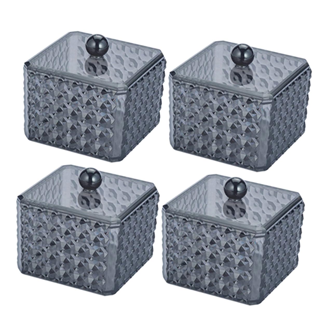 Wattestäbchenhalter mit Deckel 4 Stück Packung aus Acryl für Badezimmer