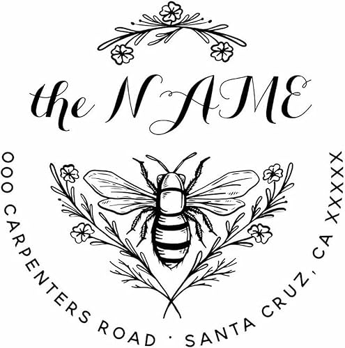 Miniatura 2 de Stamphoney Bee - Almohadillas de tinta para apellido, diseño rústico, para siempre, nombre de boda, sello personalizado