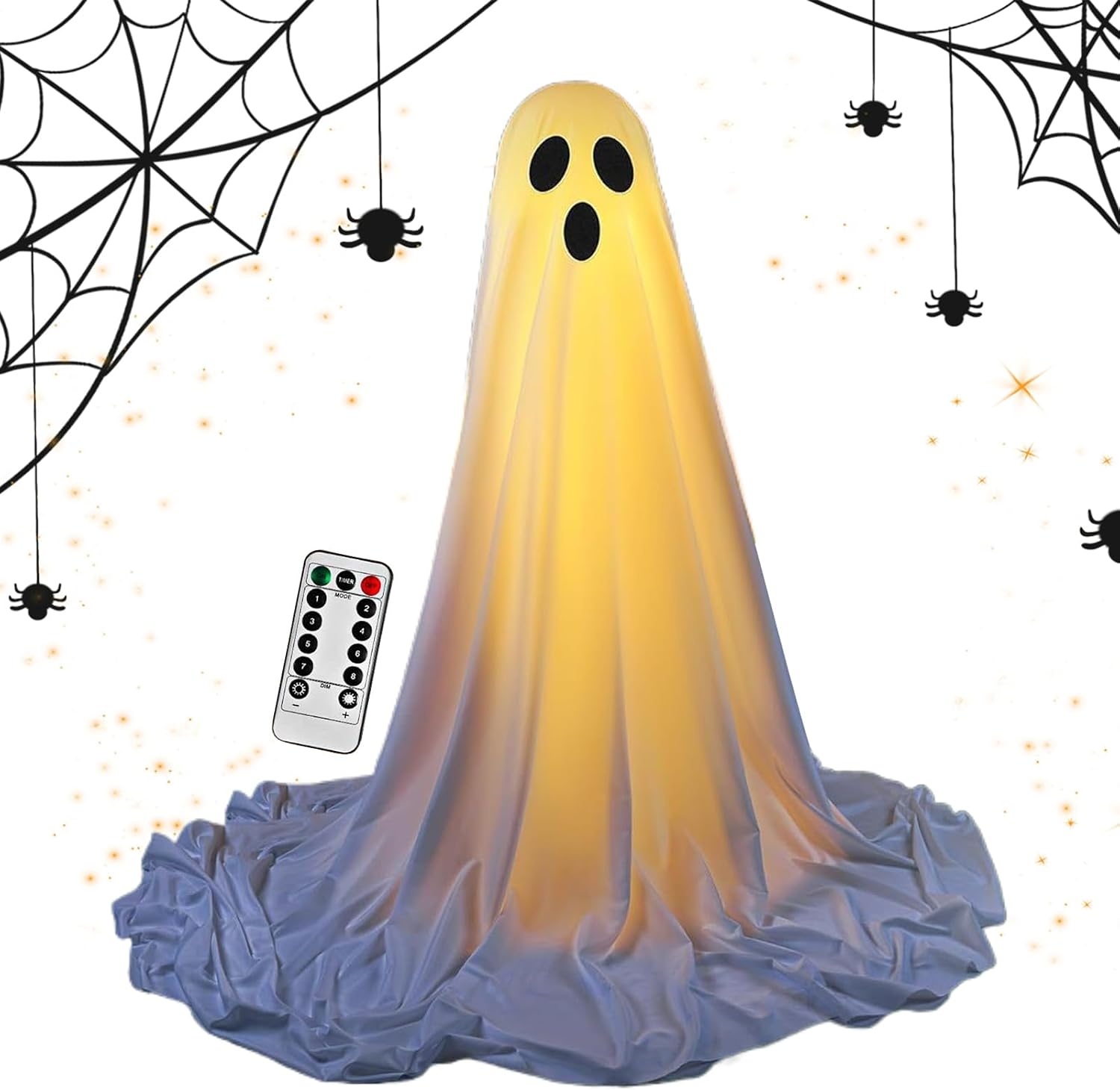 Light Up Ghost Halloween Decorations | Creepy Lighted Ghost Outside Decor With Remote Control - Eerie Home Accents for Festival Holiday Lawn Party Gardens Porches Escape Room