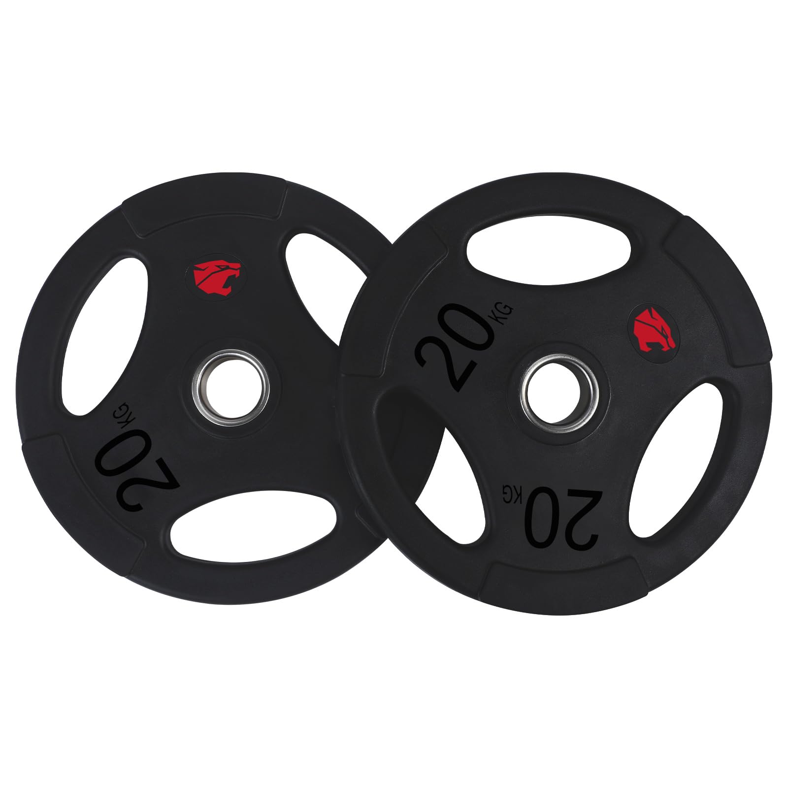 Discos de Peso Olímpicos con 3 Agarres, 105kg Set, 50mm Diámetro Interior, Negro, Goma Profesional