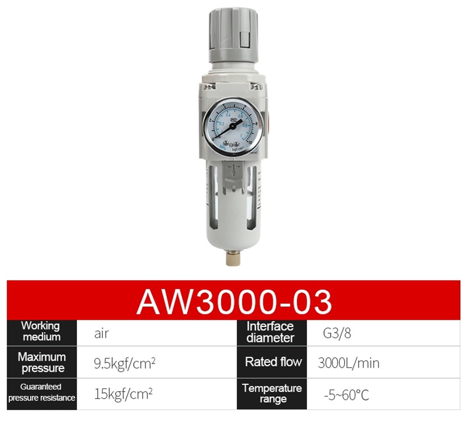 1 sztuk AC2000 AC2010 AR2000 urządzenie do uzdatniania powietrza oleju separator wody filtr smarownicy sprężarki powietrza regulator ciśnienia (AW3000-03.10mm wspólny)