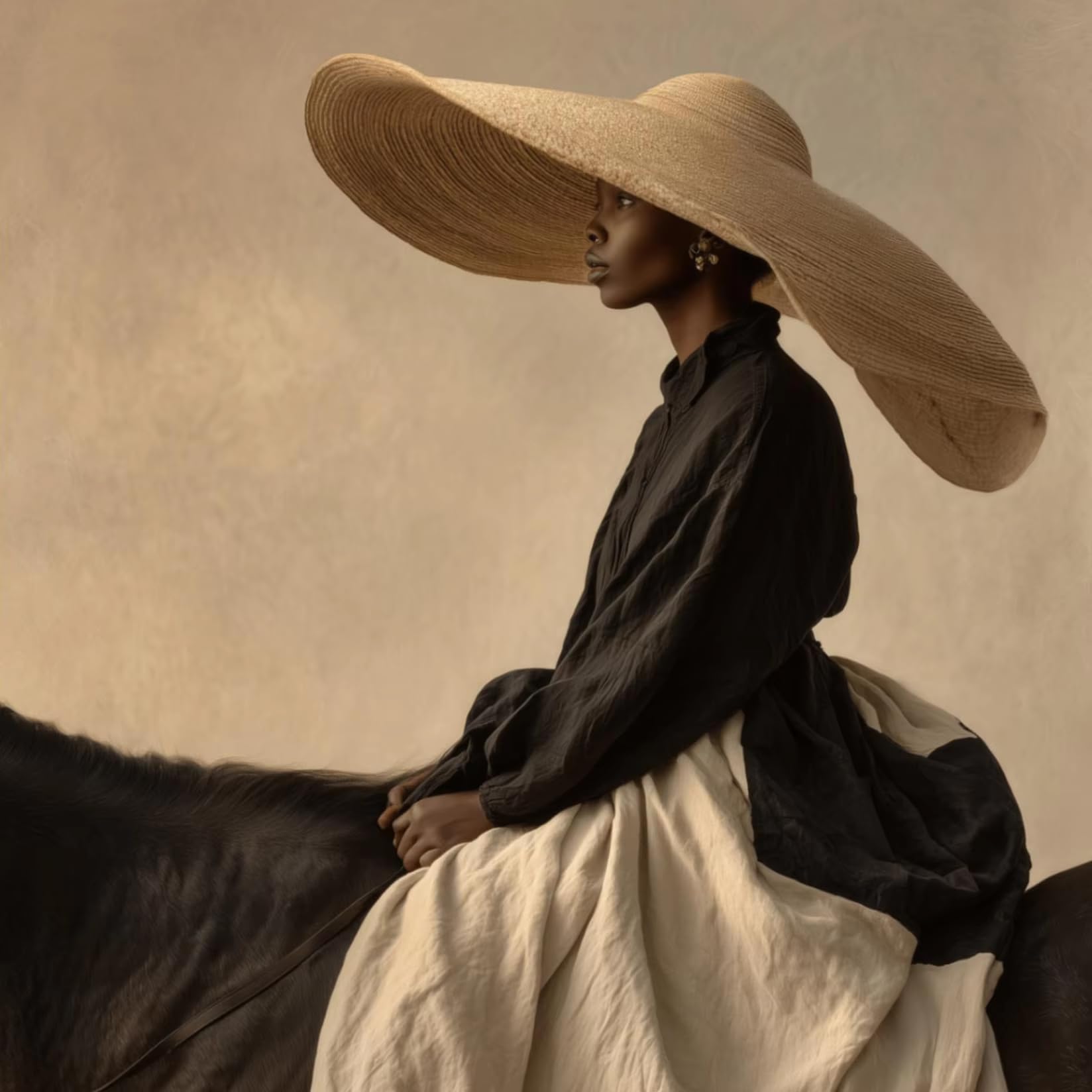 XIANGPEIFBH Black Woman Riding Horse Posters and Prints Modern Figure Art Canvas Painting Wall Art Pictures Home Bar Room Decoration(70x70cm/28x28in/Unframed)