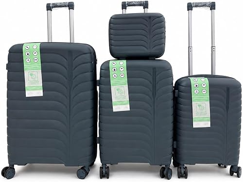 4 Piece PP Luggage Set Teal Green 20" 24" 28" + 14" Vanity