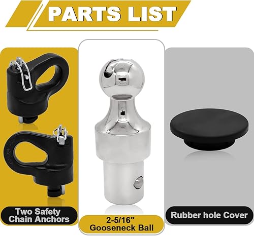 Miniatura 7 de 60692, kit de bola de enganche de cuello de cisne con sistema de disco, compatible con Ford F250 F350 F450 2013-2024, Chevrolet Silverado 2016-2024,