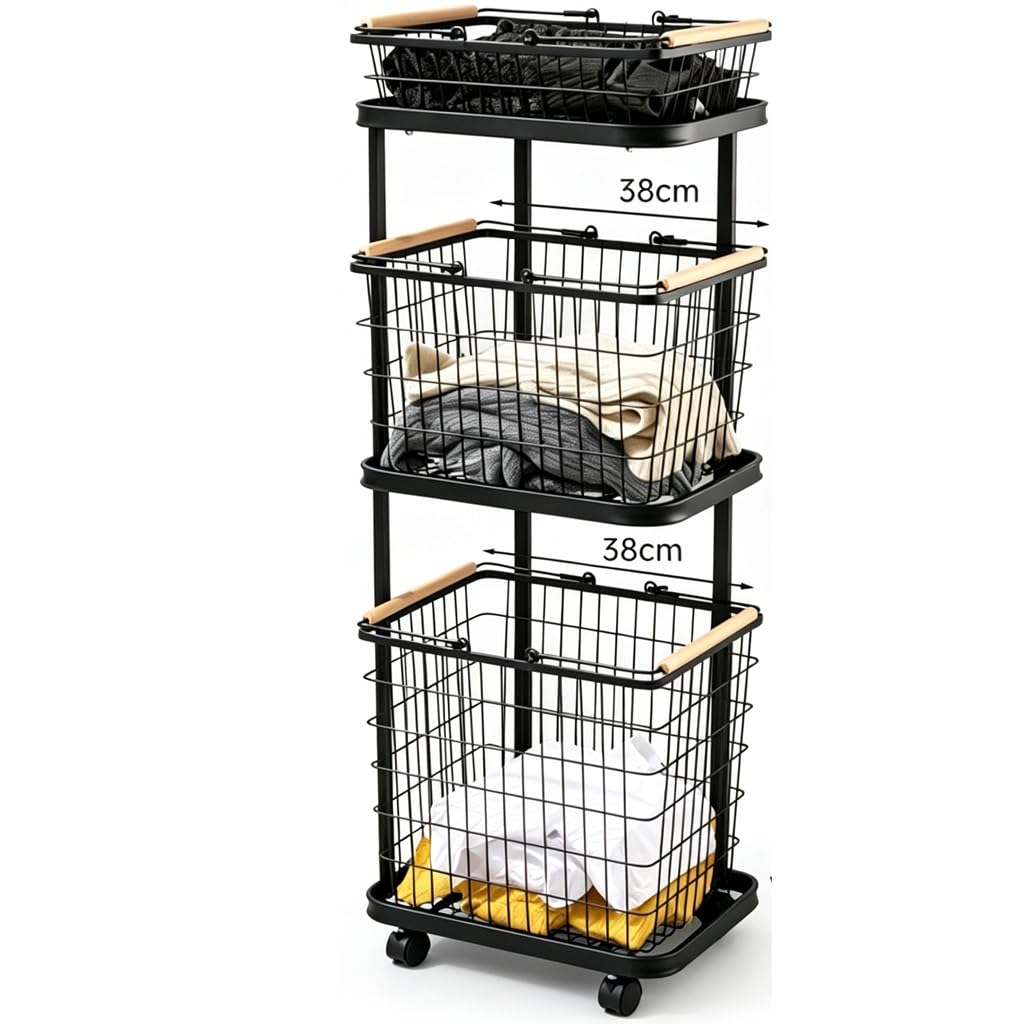 OZLMBERN Dirty Clothes Basket Household Storage Rack Bathroom Movable Dirty Clothes Storage Basket Dirty Clothes Basket(B)