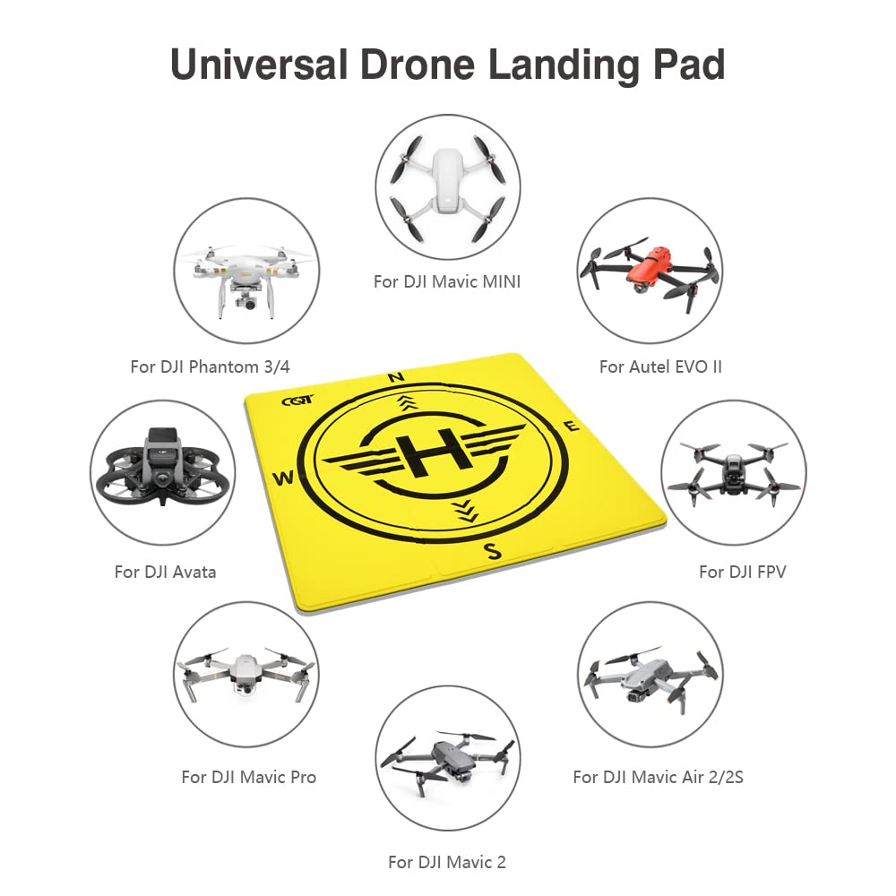 Alfombrilla De Aterrizaje Impermeable Para Drones MMOBIEL De 50x50 Cm, Cuadrada Naranja Y Negra Con Reflectante, Compatible Con DJI Mavic, Phantom, FPV Y Más