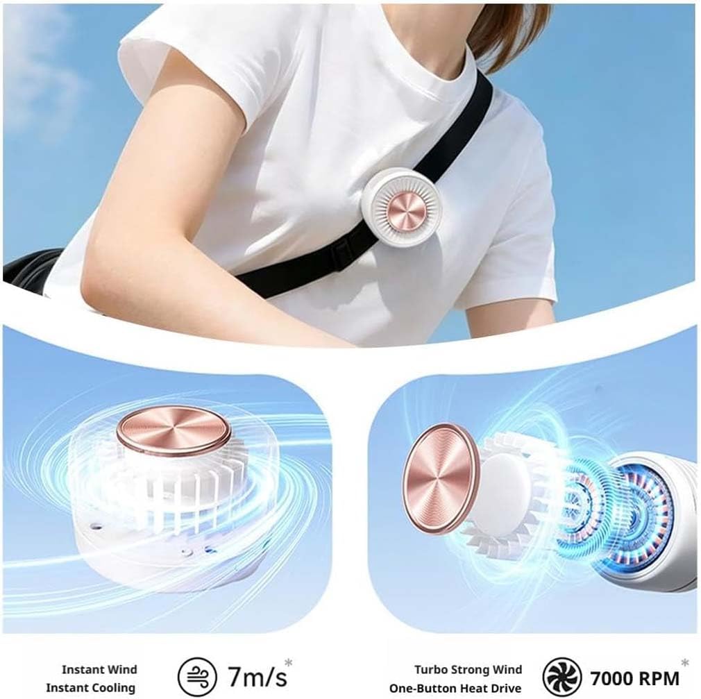 Portable Silent Mini Bladeless Electric Fan Clip On, Tragbarer Clip Ventilator, 3 Geschwindigkeiten Taillenclip-Ventilator, Aufladbar Mini-Clip-Taillenhals-Ventilator für Sommer Reise Outdoor，Blau