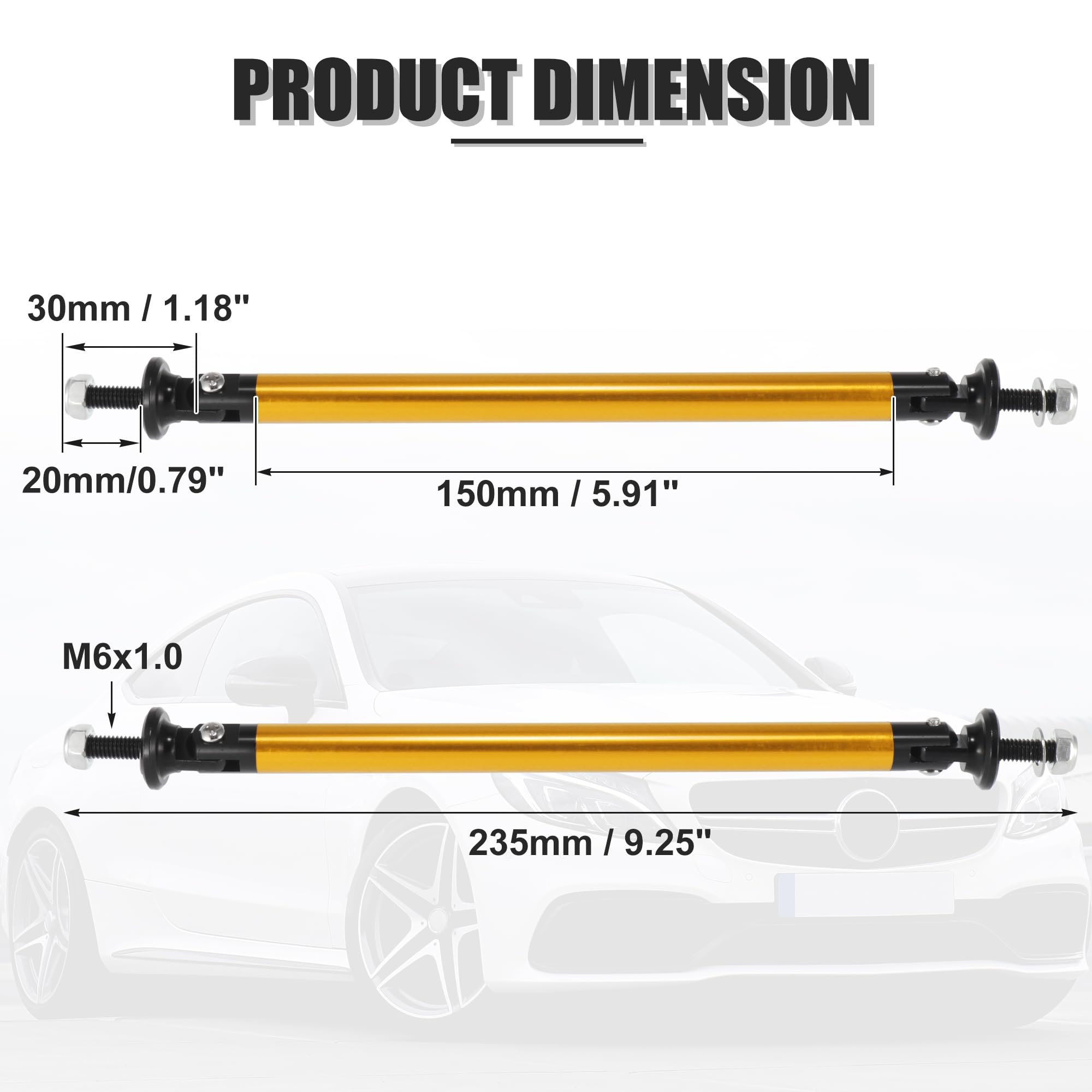 X AUTOHAUX 2pcs 150mm 5.91" Adjustable Car Bumper Splitter Support Rod Black