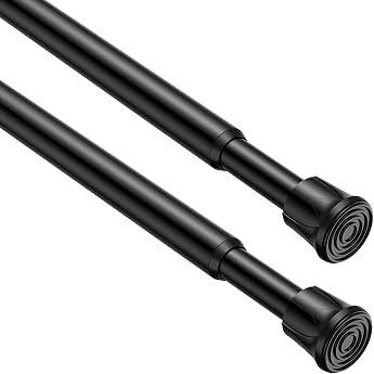 2 x curtain rods no drilling required black 40-70 cm diameter 13