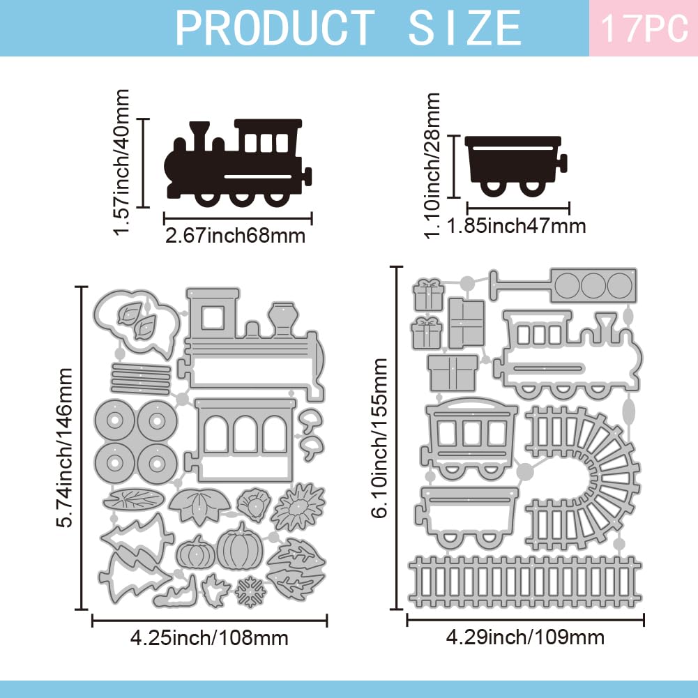 GLOBLELAND Train Tracks Cutting Dies for DIY Christmas Scrapbooking Railway Locomotive and Train Cargo Box Metal Die Cuts Flowers Plants Cut Stencils for Card Making Embossing Halloween Craft Decor - Image 2