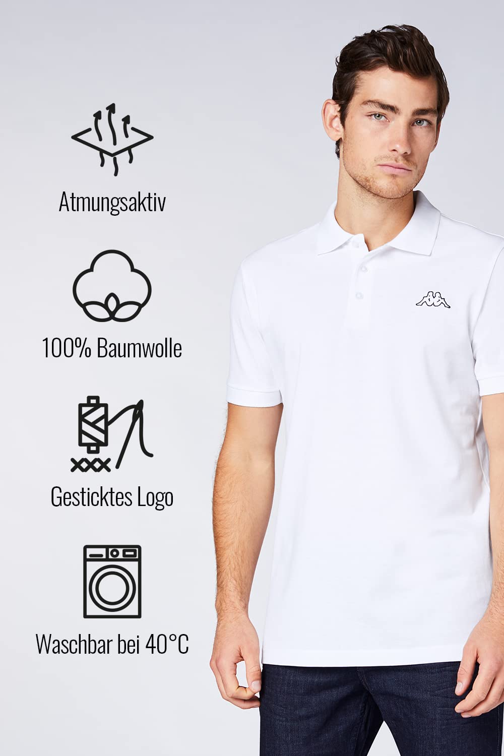 Kappa Męska koszulka polo Venist w opakowaniu 2 szt. w rozmiarze M - 5XL | koszulka polo z nadrukiem logo | Basic koszulka polo dla mężczyzn | koszulka polo z krótkim rękawem do uprawiania sportu, na