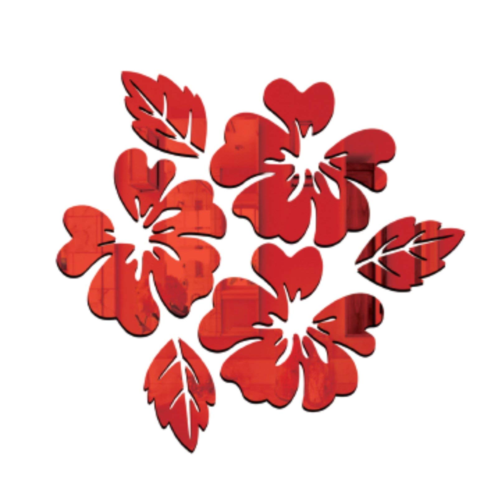 Wall1ders Flower & Leaf (Pack of 6), Mirror Stickers for Wall, Acrylic Mirror Wall Decor Sticker, Wall Mirror Stickers, Acrylic Stickers, Wall Stickers for Hall Room, Bed Room, Kitchen. (Red) (B07FK69188) Amazon Price History, Amazon Price Tracker