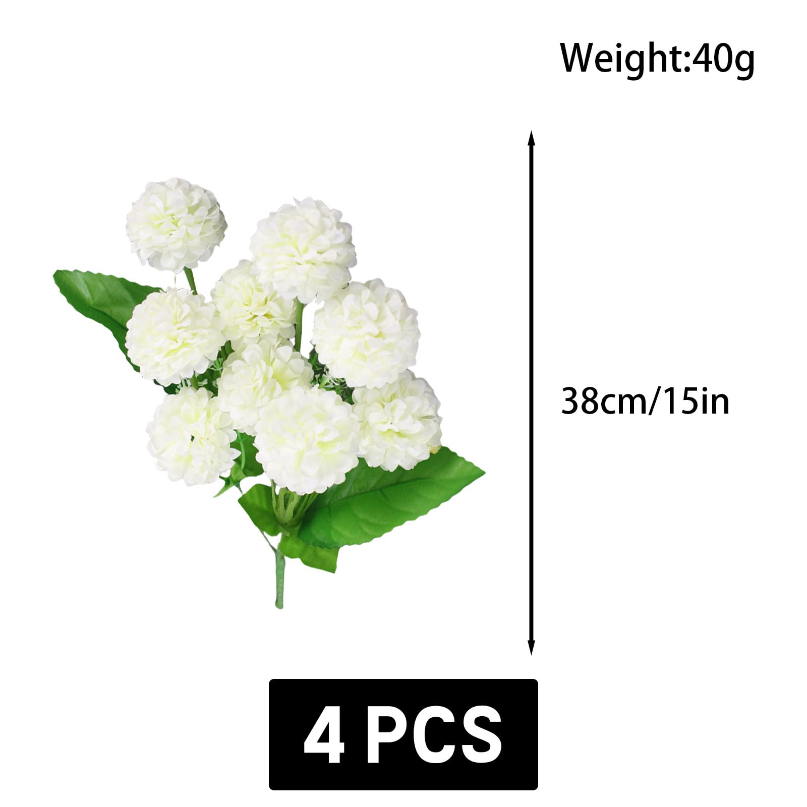 astylishome Artificial Flowers Hydrangea 36 PCS Realistic Long Stem 38 cm Fake Bouquets for Wedding Home Hotel Party Garden Decoration Floral Arrangement White 0501 - Image 3