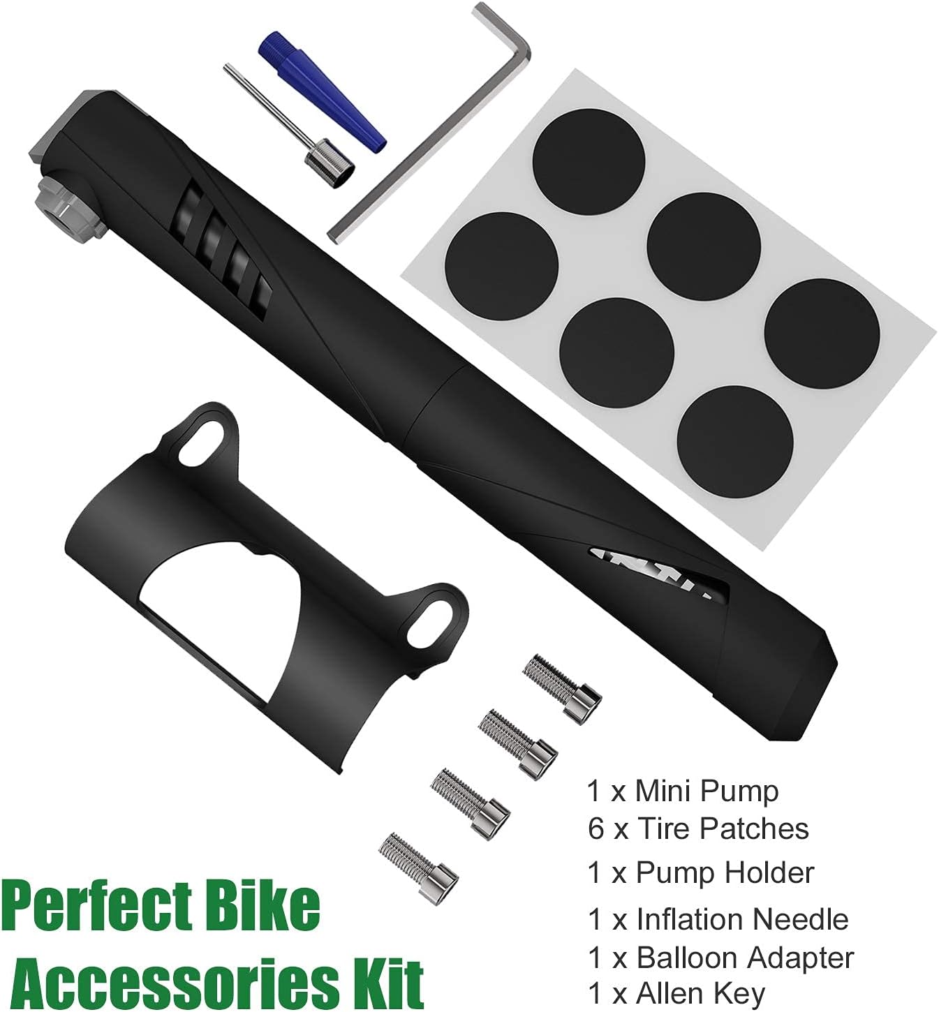 PACEARTH Mini Bike Pump with Glueless Puncture Repair Kit - Fits Presta and Schrader - 120 PSI High Pressure, Compact Light Portable Frame Pump Bicycle Bike Tire Hand Pump for Road Mountain Bikes : Sports & Outdoors