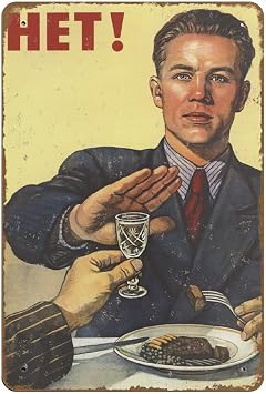 Apular HET! NO Poster Soviet Anti Alcohol Drinking USSR Poster Nyet Poster Wall Art Home Decor tin Sign Vinyl Print Novelty Retro Tin Metal Sign 8"x12" Embossed Metal Metal Poster