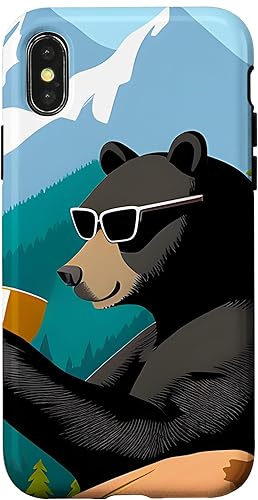 Miniatura 7 de iPhone 11 Pro Max Bear disfrutando de una funda de café