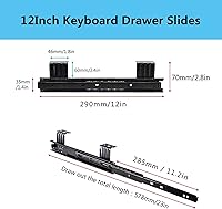Vista 3 de V3VOGUE 2 piezas de rodamientos de bolas resistentes debajo del escritorio, bandeja para teclado de 12 pulgadas, con tornillos, montaje para colgar