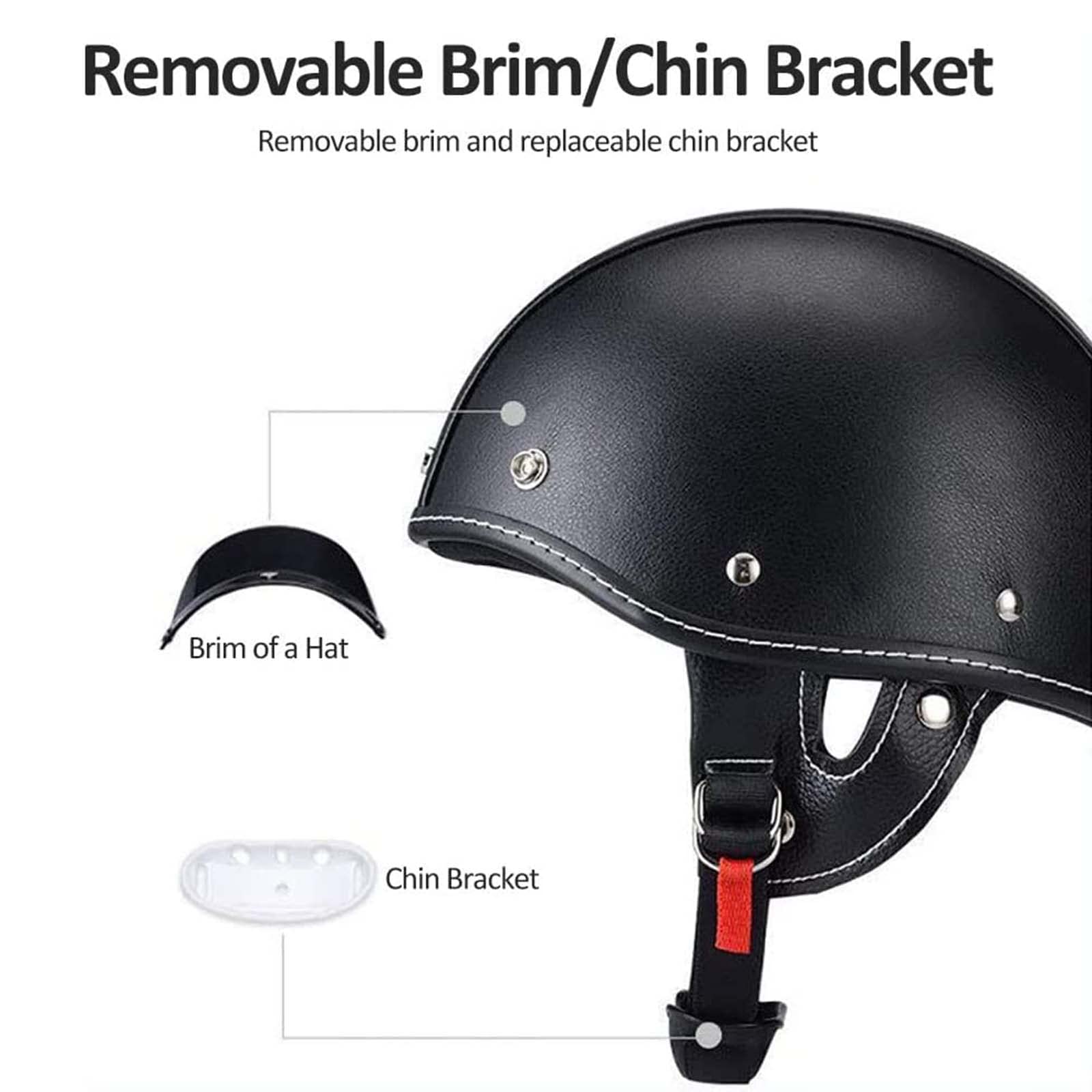 1Storm Novelty Motorcycle Half Face Helmet German Style DOT Approved: HKY602 Matt Green Black Tinted Goggle Bundle - View #9