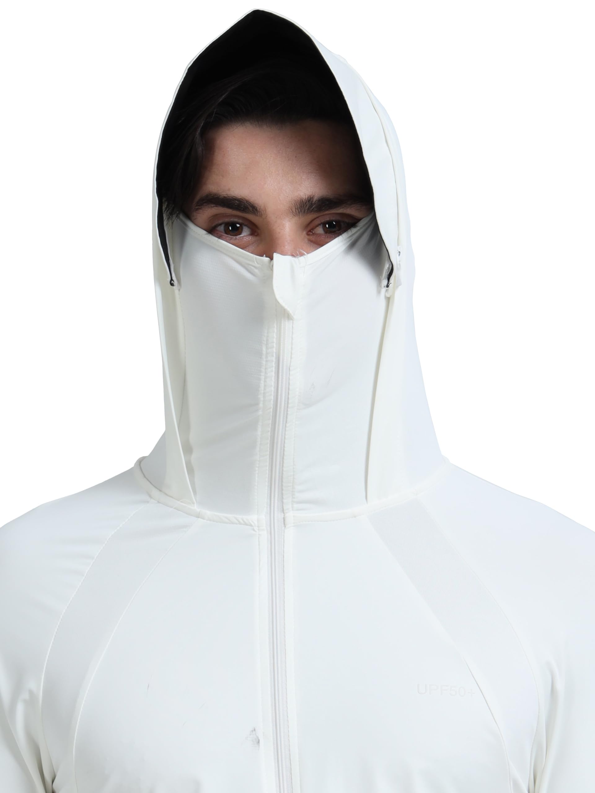 FABSPORTS Men's Nylon Standard Length UV Protection Sun Screen Jacket, Sun Protection Clothing, Lightweight with UPF 50+ for Outdoors, White, Medium - Image 4 thumbnail
