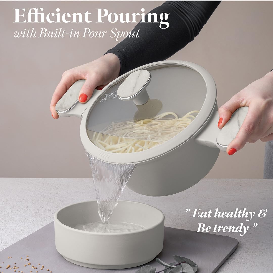 Berlinger Haus 10-teiliges Titanbeschichtetes Kochgeschirr Set Sahara Marble Collection – Antihaft, langlebig, leicht zu reinigen, ideal für gesundes Kochen und stilvolles Servieren