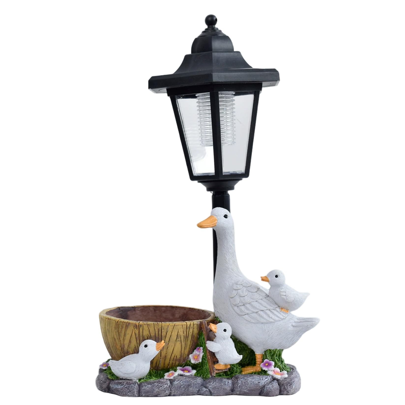 Comebachome Duck Ornaments with Solar Lantern Resin Family of Duck Statue Solar Garden Ornaments for Porch Patio Lawn Backyard 6.7x4.1x12.2 inch, Décorations d'été