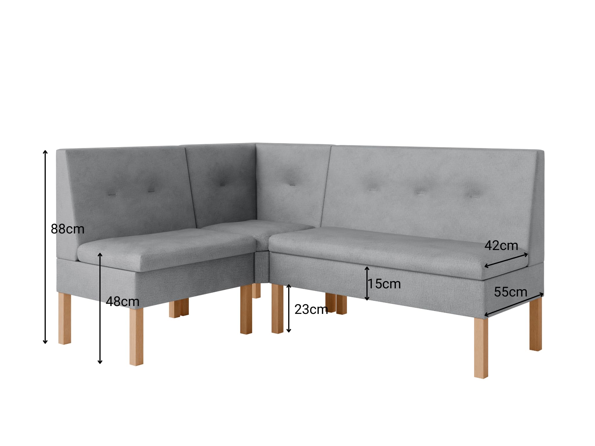 Eckbank fur Essizmmer - Eckbank Küche mit Aufbewahrungsbehälter - Modern Sitzecke Küche - Stoff Velours - gepolsterte Rückenlehne - Grün - Monolith 37-130x170 cm