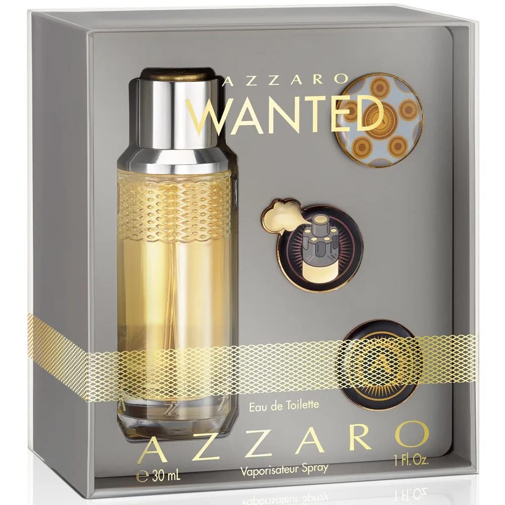 AZZARO WANTED (M) SET EDT 30ML + 3 PIN'S
